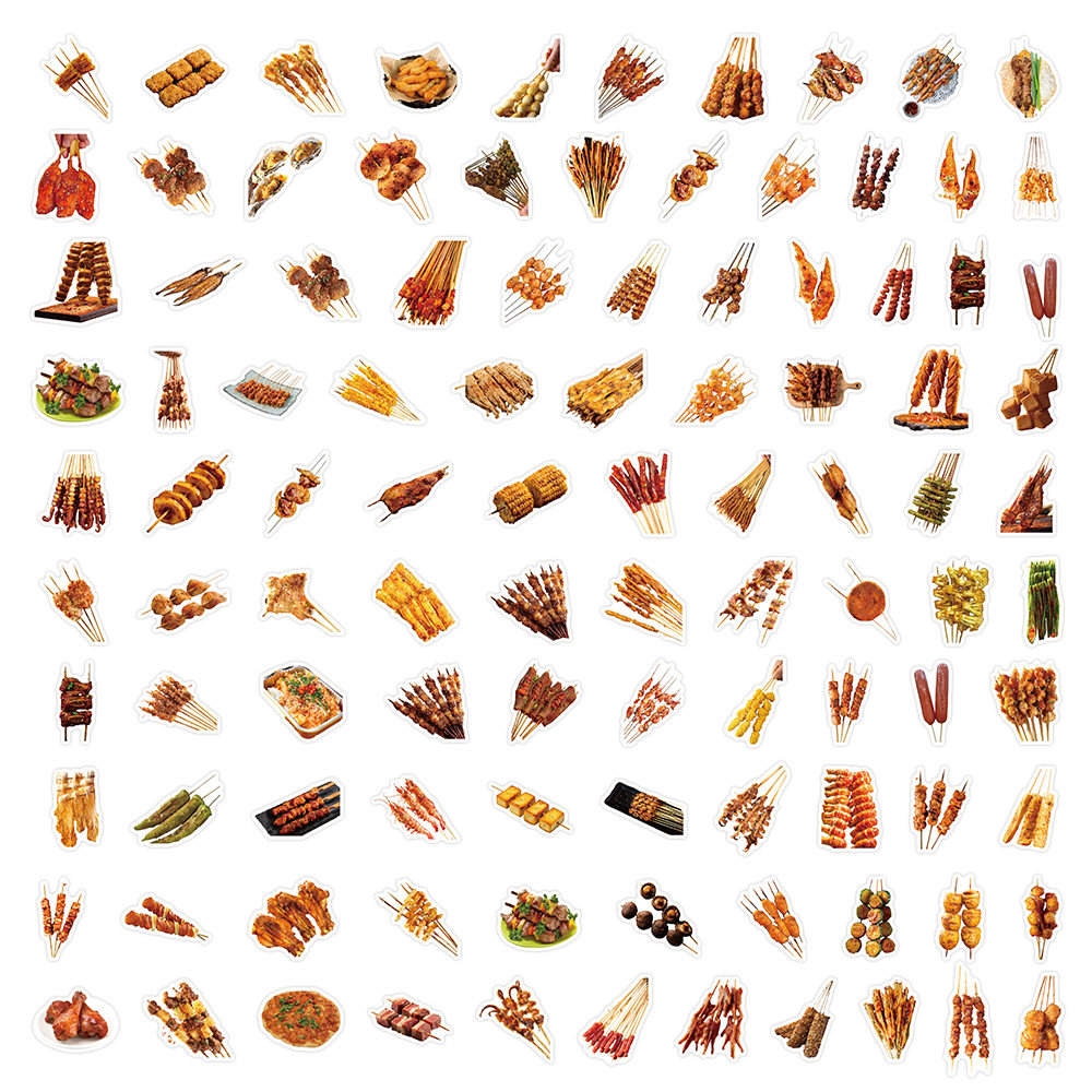 300张美食烧烤写实贴纸羊肉串烤面筋鸡腿鸡柳肉串贴纸食物写实图,淘宝优惠券,粉丝福利购,淘宝优惠卷