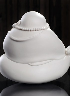 放下包袱  不倒翁弥勒笑佛摆件 德化白瓷个性弥勒家居装饰工艺品