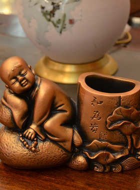 中秋中国风创意复古高档笔筒个性生日礼品送老师领导书房摆件包邮