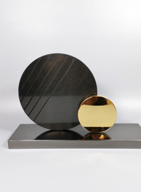 新中式金属大理石屏风摆件软装饰品办公室售楼处家居电视柜艺术品