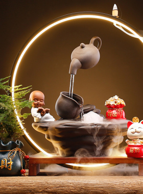 悬壶流水摆件循环水招财客厅室内加湿办公室创意桌面摆设开业礼品