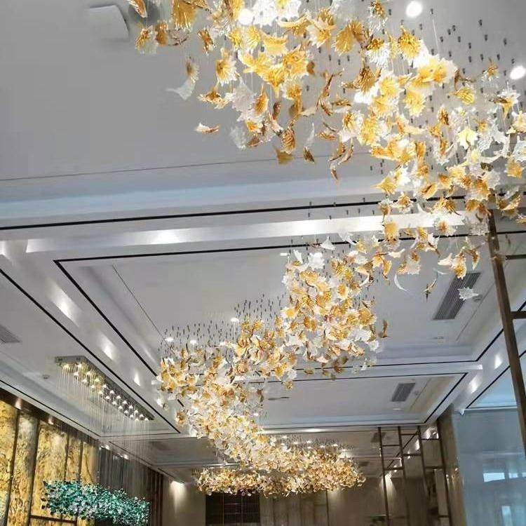 售楼部吊灯酒店别墅吊灯枫叶玻璃吊灯艺术吊灯现代简约工程灯,淘宝优惠券,粉丝福利购,淘宝优惠卷