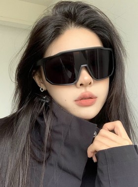 复古黑色超大框户外骑行防风运动墨镜男女登山滑雪护目显瘦太阳镜