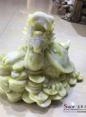 天然岫玉龙龟摆件家居客厅玄关书房酒柜办公室桌面装饰品礼品摆设