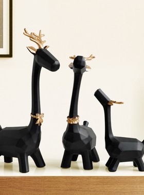 北欧一家三口鹿小摆件创意客厅玄关酒柜家居装饰品摆设结婚礼物