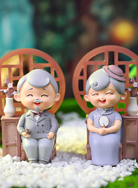 国风老爷车小夜灯摆件民国往事老太太老头卡通汽车装饰品婚庆礼物