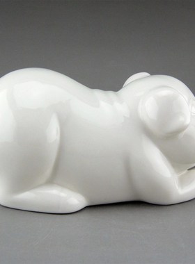 陶瓷生肖动物招财白色猪摆件风z水家居饰品办公简约现代工艺品摆