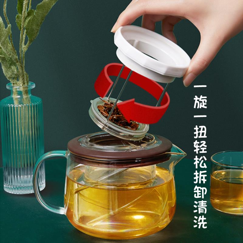 恒福二代得意壶家用过滤玻璃泡茶壶办公茶水分离飘逸杯加厚大容量 - 图0