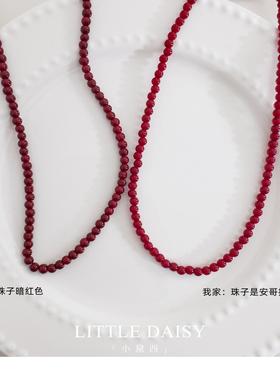 安可拉红安哥拉红色串珠项链