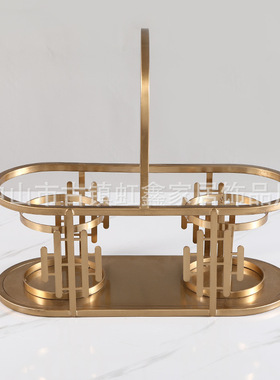 北欧式样板房客厅玄关古铜铁艺红酒架摆件酒馆酒店轻奢软装工艺品