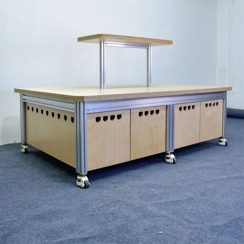 展示流水台创意移动中岛台服装店鞋包货架童装中间摆放收纳陈列柜 - 图0