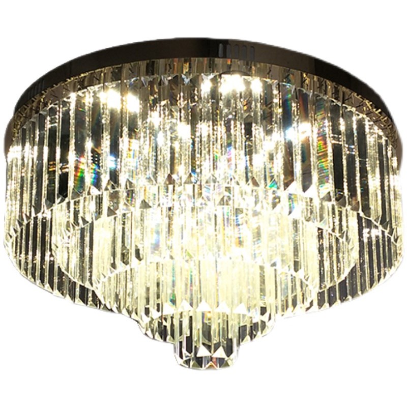 不锈钢客厅吸顶灯长条水晶灯卧室圆形吊灯长方形三色变光110-220v - 图3