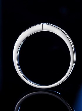 莫桑石排钻戒指女款V形爱心钻戒个性叠戴高级感纯银碎钻尾戒小指