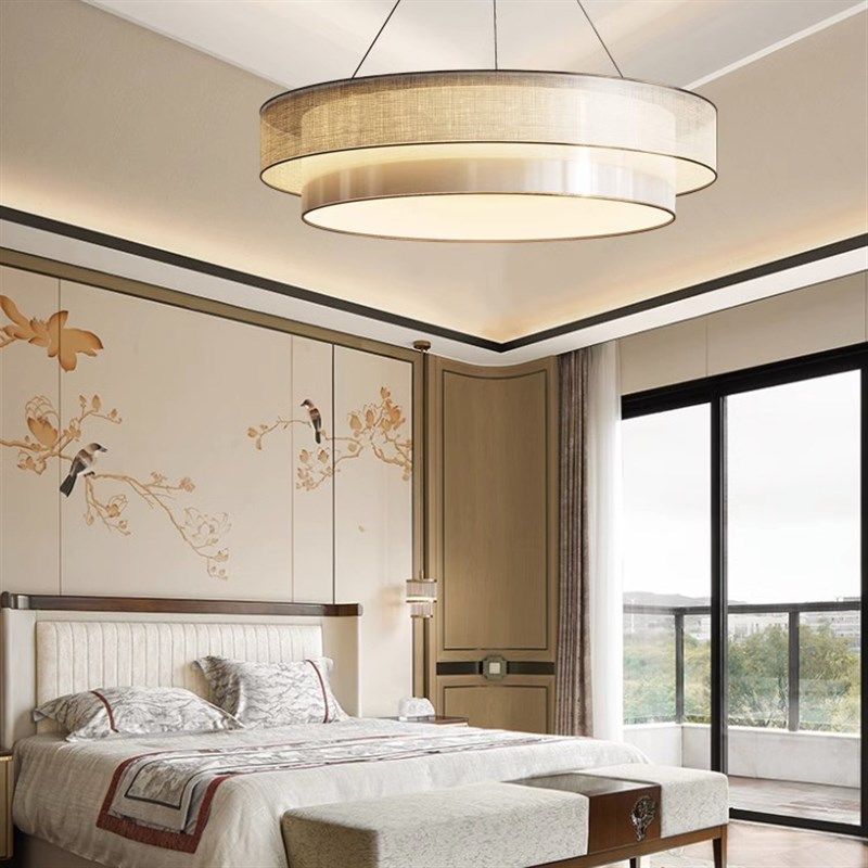 新中式圆形吊灯中国风客厅卧室书房餐厅灯禅意茶室工程布艺灯具,淘宝优惠券,粉丝福利购,淘宝优惠卷