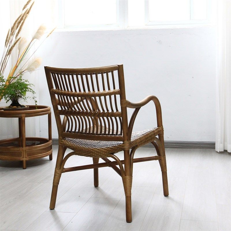 天然藤皮编织官帽椅客厅阳台户外休闲藤椅单人老人靠背茶室主人椅,淘宝优惠券,粉丝福利购,淘宝优惠卷