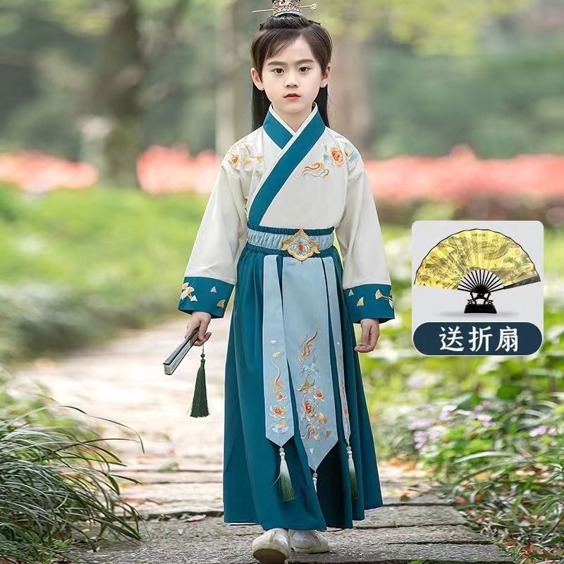 男童汉服夏季薄款短袖小男孩演出服春秋古装中国风儿童唐装国学服,淘宝优惠券,粉丝福利购,淘宝优惠卷