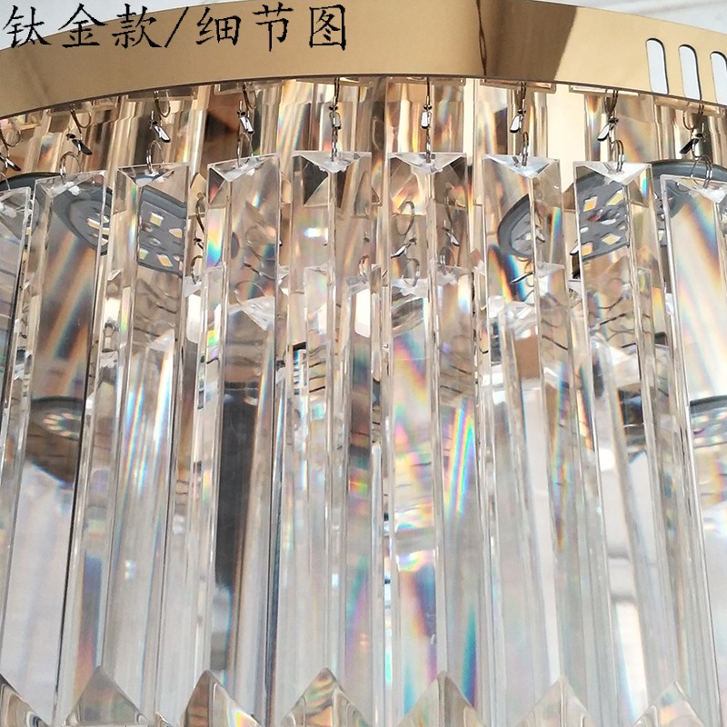 不锈钢客厅吸顶灯长条水晶灯卧室圆形吊灯长方形三色变光110-220v - 图2
