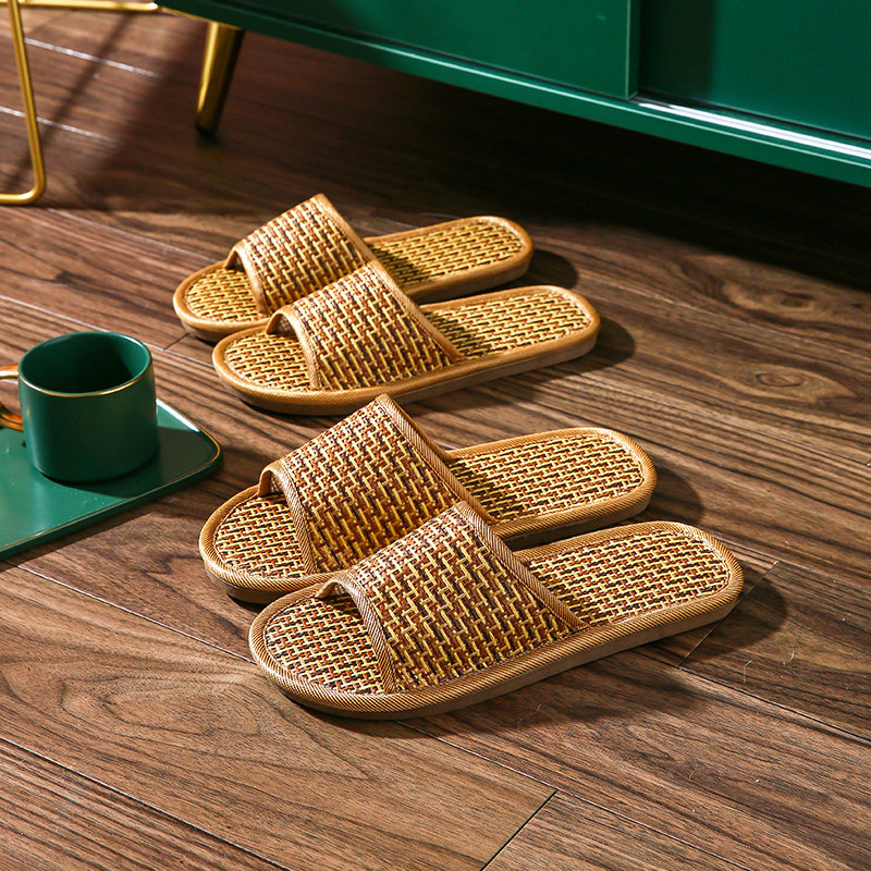 10双装藤编凉拖鞋家用拖鞋女夏季草编竹编男室内居家,淘宝优惠券,粉丝福利购,淘宝优惠卷