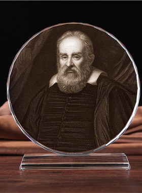 世界名人伽利略雷/哥白尼/奥古斯都画像纪念品珍藏水晶模型摆件