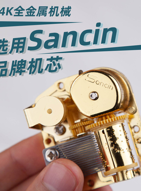 手工木质音乐八音盒创意生日礼物三角钢琴乐器模型摆件送男女朋友