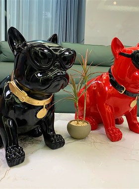 创意法斗狗摆件落地大号存钱罐轻奢家居客厅电视柜酒柜玄关装饰品