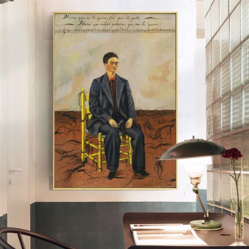 短发自画像 Frida 弗里达装饰画墨西哥客餐厅书房酒吧艺术挂画 - 图1