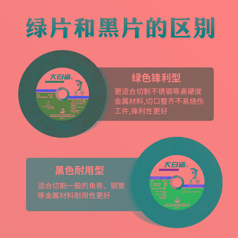 大白鲨切割片250*2.5锯铝机薄锯片切割机不锈钢型材机10寸砂 - 图2