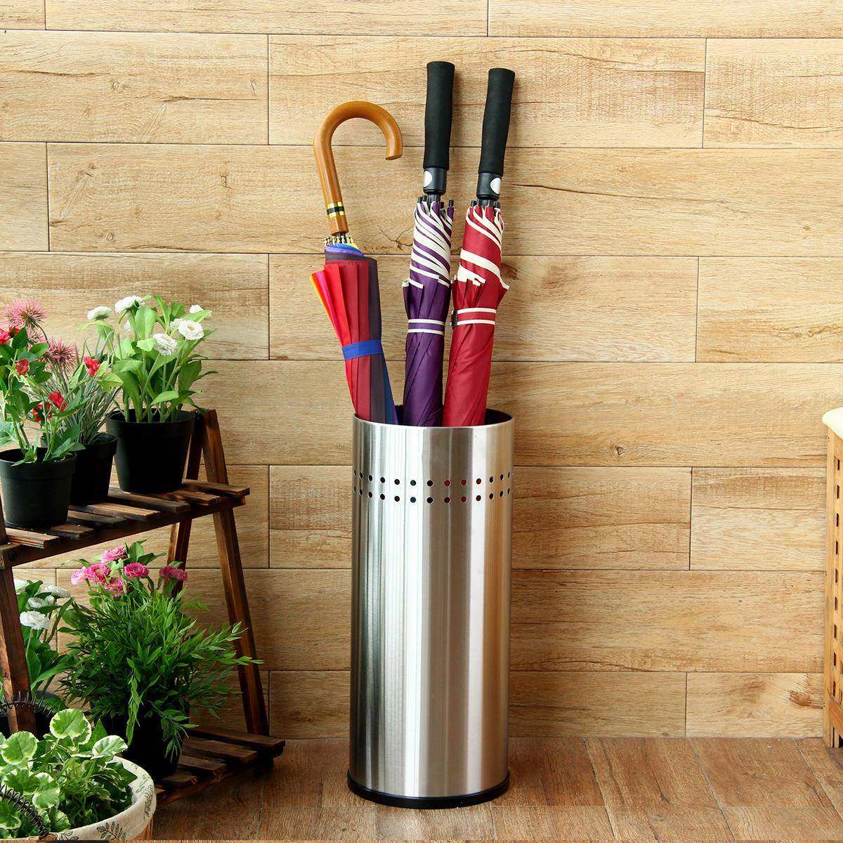 不锈钢长手柄雨伞收纳桶家用酒店大堂圆形落地加高雨具收纳架,淘宝优惠券,粉丝福利购,淘宝优惠卷