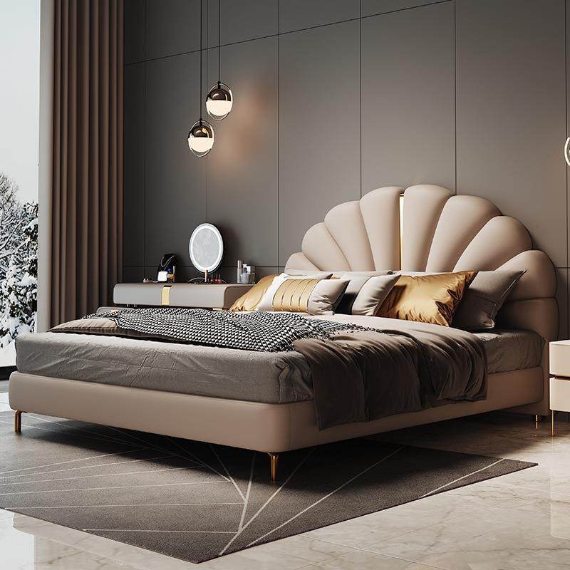 新款轻奢奶油风双人床女孩公主床现代简约风女生贝壳床少女真皮床,淘宝优惠券,粉丝福利购,淘宝优惠卷