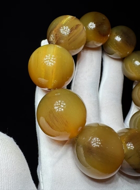 黄料老羊角手串一级成年角带血高抛养生文玩蜡黄色行走的中药库