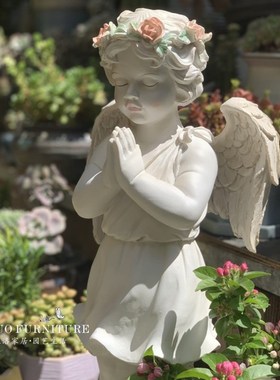 天使摆件欧式做旧花园装饰复古庭院户外J园艺院子雕塑幼儿园小仙