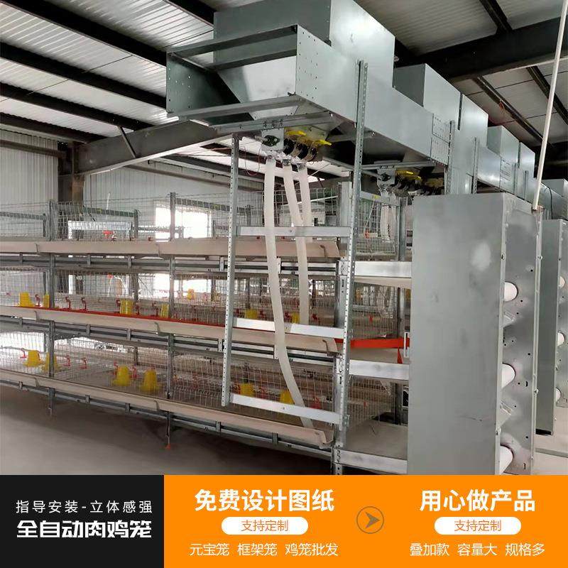 鸡笼三层传送带元宝肉鸡笼双体层叠式鸡舍机械养殖用框架全自动,淘宝优惠券,粉丝福利购,淘宝优惠卷