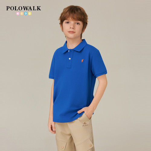 POLOWALK童装男童T恤2026夏装新款珠地网眼短袖休闲百搭POLO衫 - 图3
