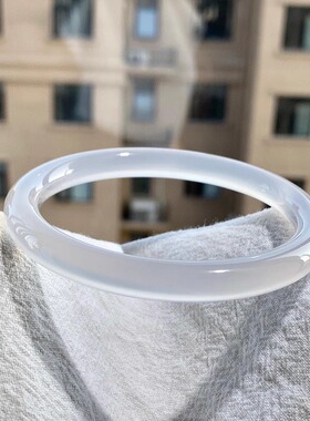 天然高冰马料白玉髓手镯送女友扁条圆条礼品少女白冰国风新中式05