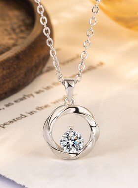 Circle Zircon Necklace Stainless Steel Chain Fashionable Lig