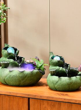 风水轮招财荷叶流水摆件循环水喷泉客厅办公室玄关开业乔迁送礼品