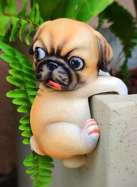 仿真小狗花盆装饰配件盆景挂饰庭院阳台花园小动物造景装饰品摆件