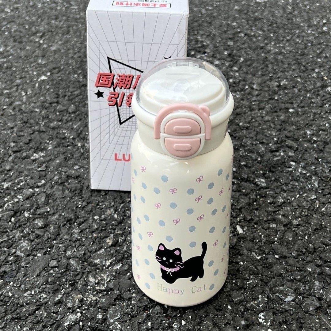 小猫杯子可爱大容量保温杯女生高颜值水杯双饮316不锈钢吸管杯子,淘宝优惠券,粉丝福利购,淘宝优惠卷