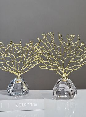 黑科技桌面摆件创意发财树摆件轻奢高档大理石简约玄关电视柜招财