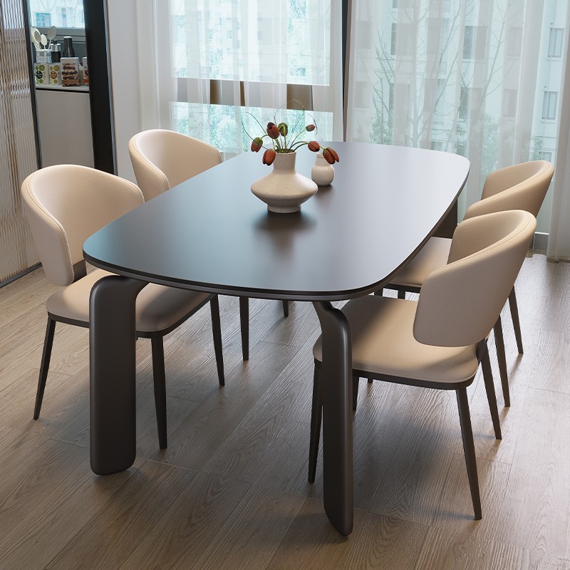 意式极简岩板餐桌椅家用小户型吃饭桌现代简约长方形饭桌 - 图2