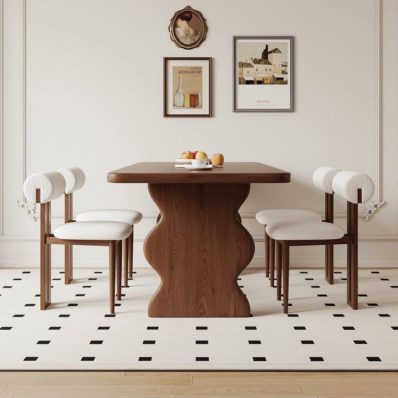 高级法式复古实木餐椅家用长方形涟漪设计师中古风小户型吃饭桌子,淘宝优惠券,粉丝福利购,淘宝优惠卷
