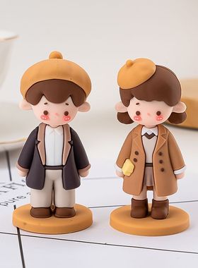 新郎新娘人偶办公室桌面情侣可爱卡通婚庆情侣娃娃人偶新婚摆件