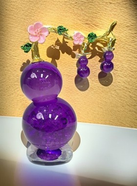 【K9水晶】轻奢水晶玻璃紫色葫芦客厅玄关电视柜创意高档家居装饰