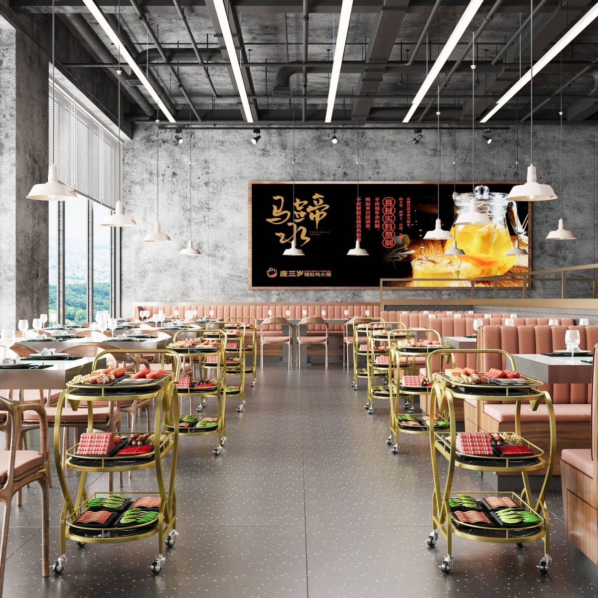 北欧移动小推车高档收纳车酒店酒水车金色多层铁艺餐车餐厅传菜车 - 图1