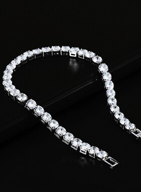 钛钢合成锆石手链 不掉色冰糖网球链ins小众设计男女520情侣轻奢