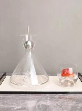 现代创意玻璃酒具样板房醒酒器居家摆件办公室客厅餐厅软装饰品