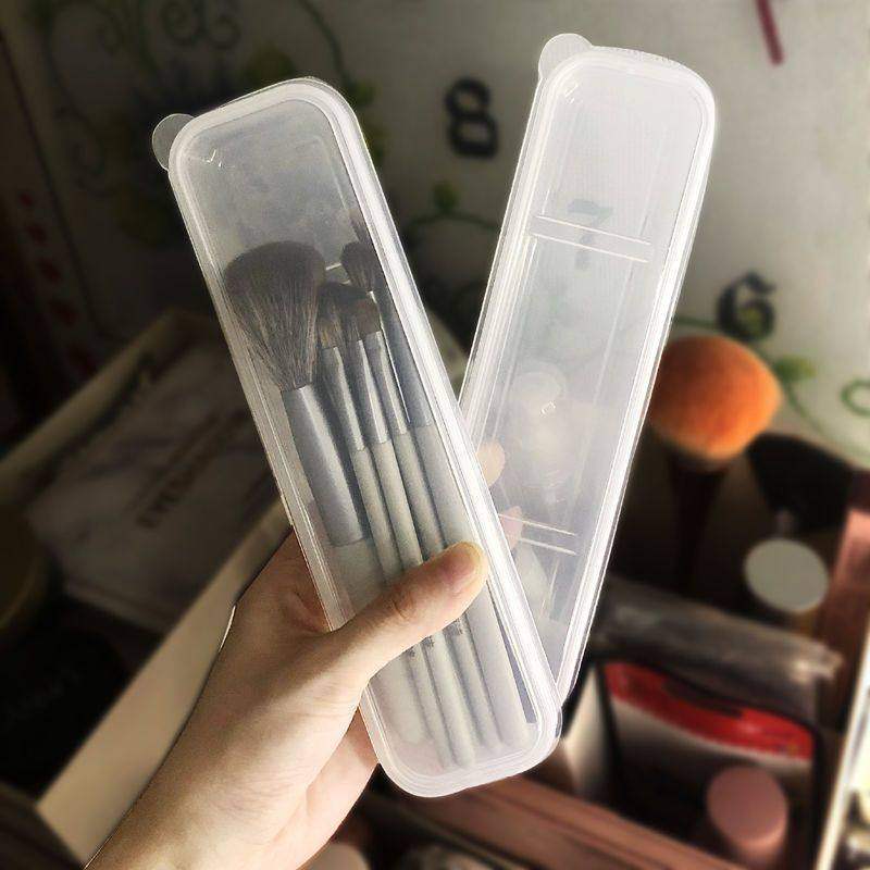 小红书同款化妆刷收纳盒透明带盖随身便携防尘简约无印风眉笔收纳,淘宝优惠券,粉丝福利购,淘宝优惠卷
