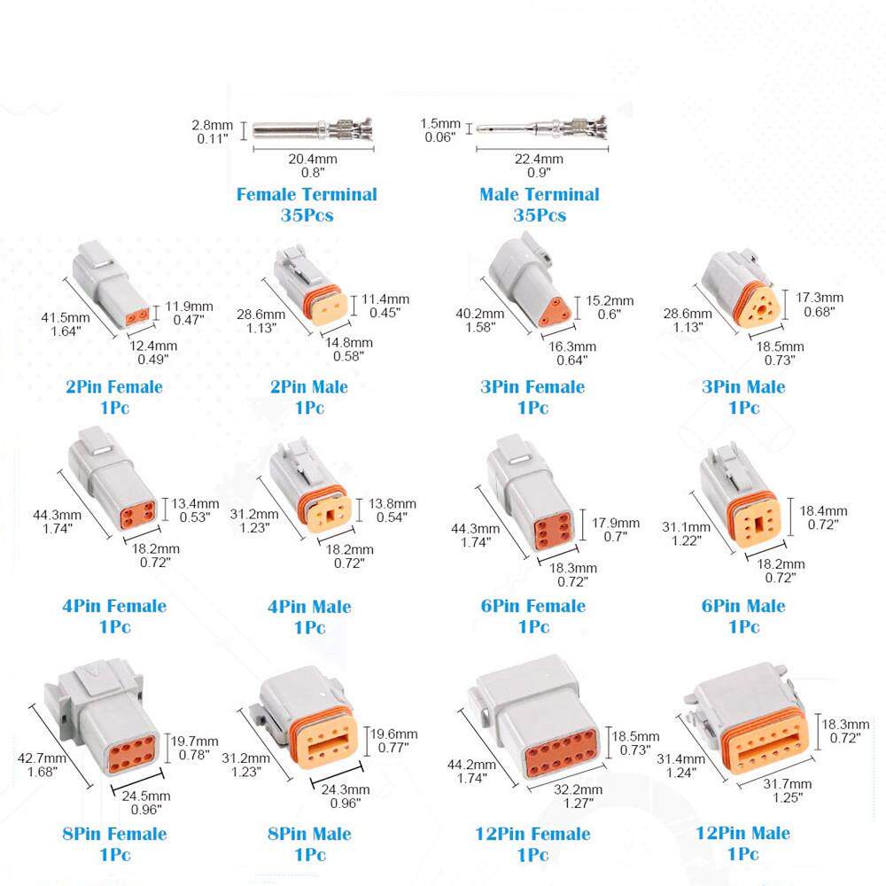6套DT连接器套件防水密封电气插头外壳线连接器DT04-2PDT06-2S - 图3