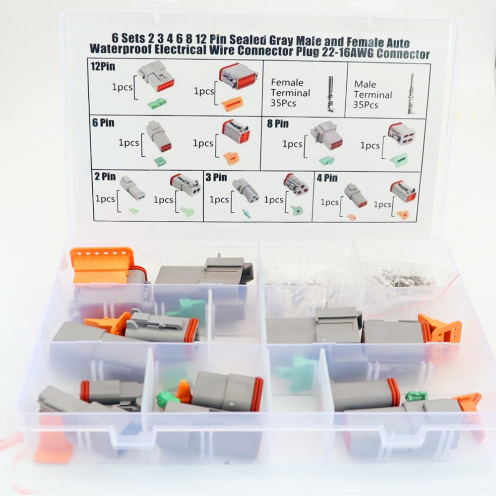 6套DT连接器套件防水密封电气插头外壳线连接器DT04-2PDT06-2S - 图2