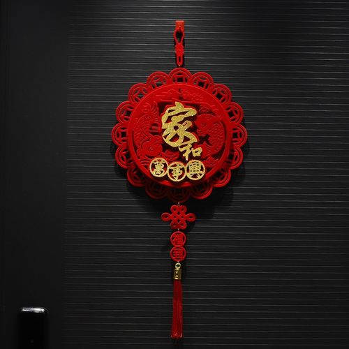 新年挂饰扇形过年门上春节客厅布置立体双层加厚植绒布挂件2022年 - 图0